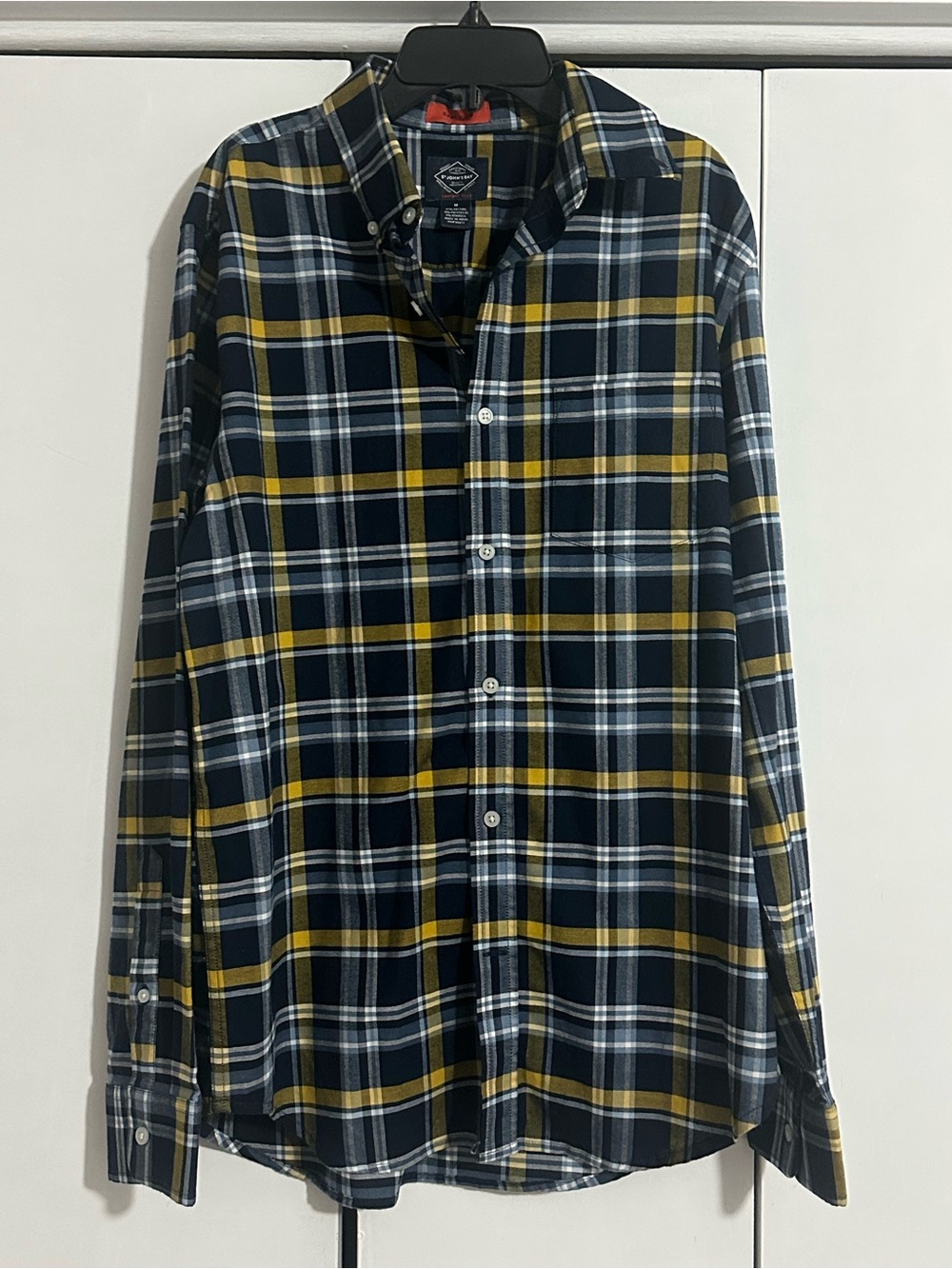 St. John's Bay Navy, Yellow & White Plaid Button-Down Shirt